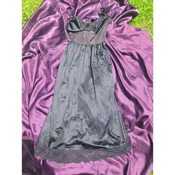 Vintage Black Lace & Satin Nightgown With Adjustable Straps*Sissy*Femboy*L*NWOT - Picture 6 of 6